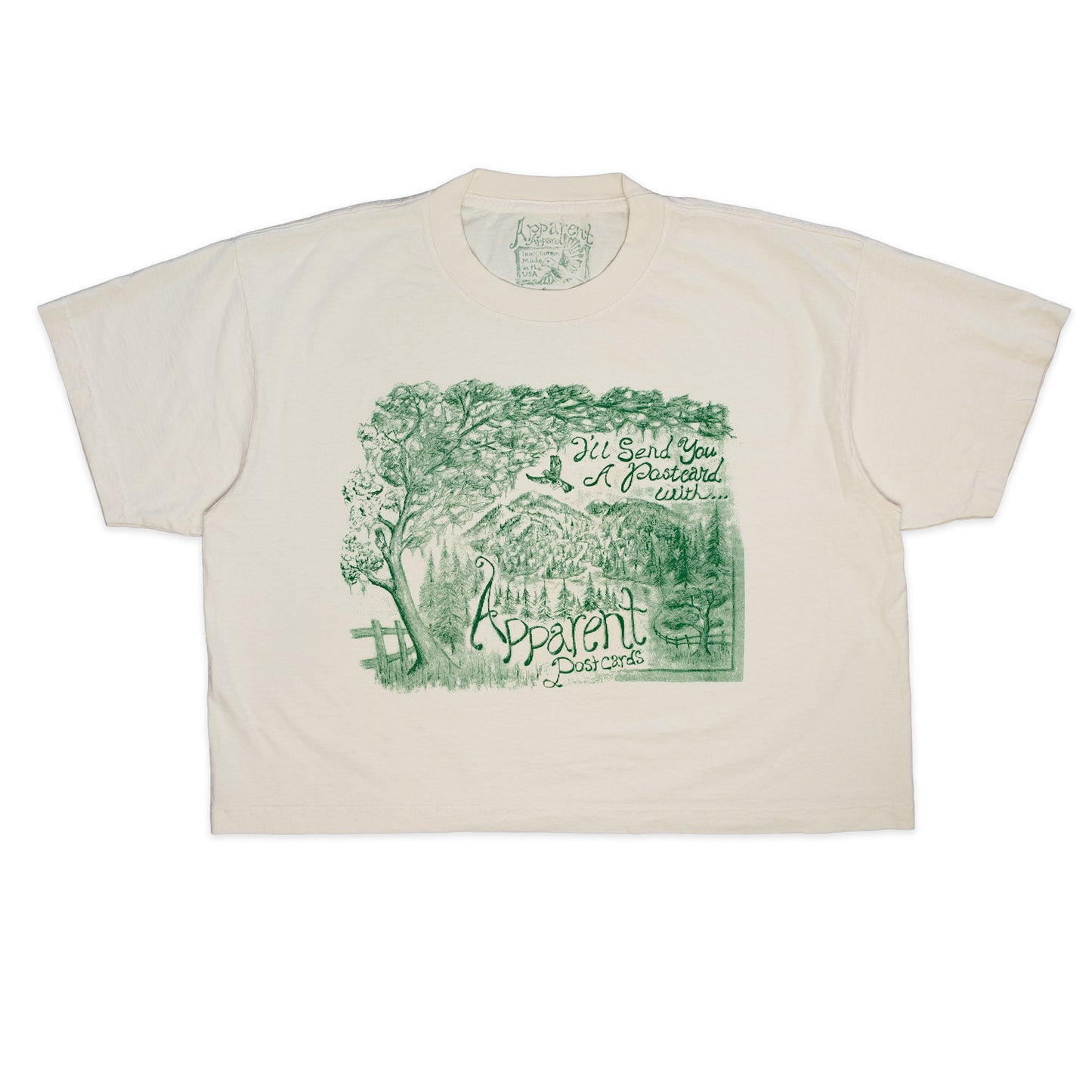 Postcards: Cropped Tee in Parchment White