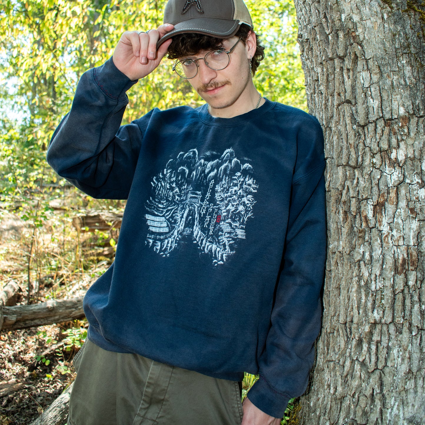 sun-faded navy crewneck